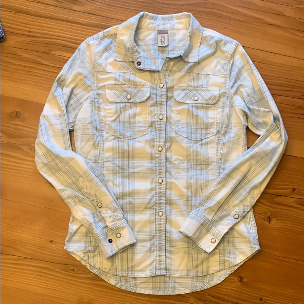 Stio Esther flannel snap front shirt, VGUC, size S
